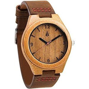 Treehut Men's Ebony Wooden Watch - Walnut Burl Bamboo